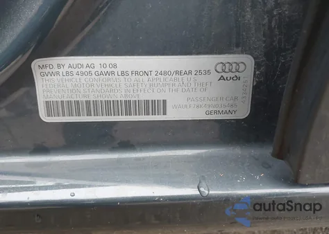 2009 Audi A4 2.0T Premium z USA, uszkodzony, nr VIN WAULF78K49N035485